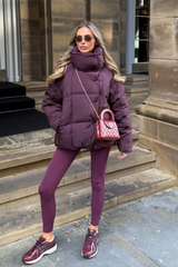 HANNAH BURGUNDY HIGH COLLAR COAT