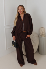 Natalie brown drape bomber co-ord