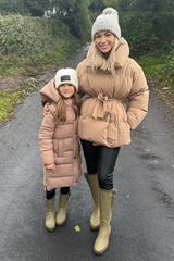 Mini Amy camel long puffer coat