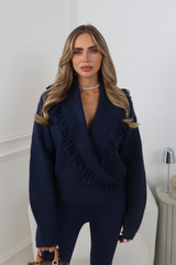 THEO NAVY TASSEL WRAP JUMPER
