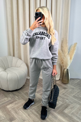 Calabasas sport melange grey embroidered sweater joggers premium loungewear