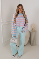 NIA BLUE MULTI KNITTED JUMPER