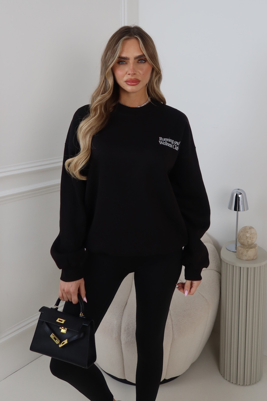 RUNNING & WELLNESS PRINTED BLACK SWEATER