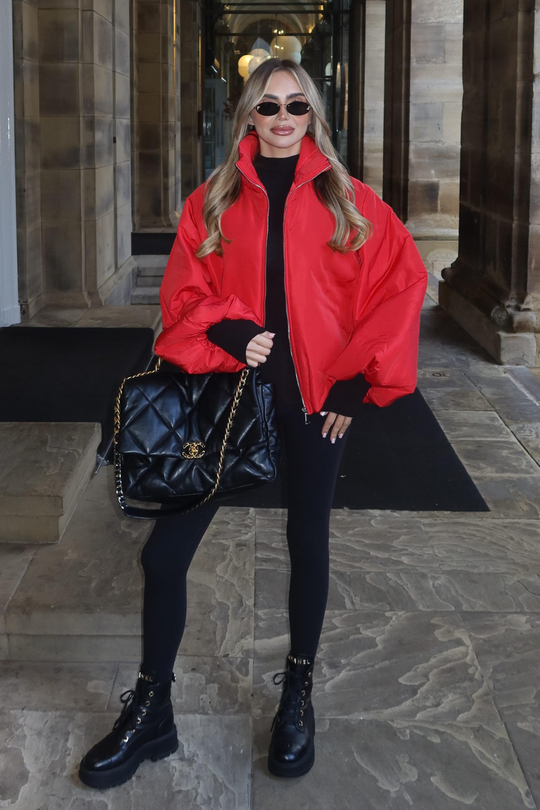 RENNEE RED BALLOON SLEEVE PUFFER JACKET