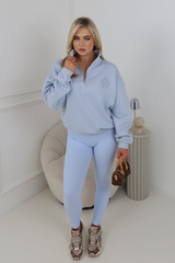 GLAMIFY BABY BLUE EMBROIDERED ST MORITZ EVERYDAY ESSENTIAL 3/4 ZIP