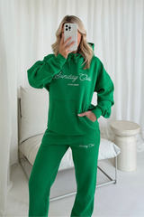 Sunday club green embroidered loungewear set