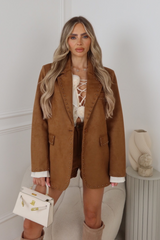 Shilo camel faux suede blazer