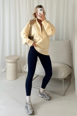 Cassidy cream & navy 3/4 zip sweater and legging set
