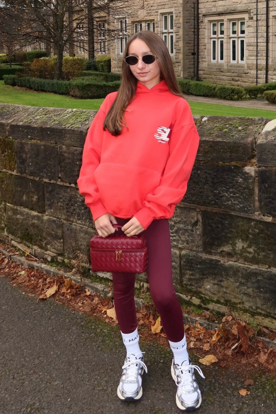 Mini studio leisure star red printed hoodie