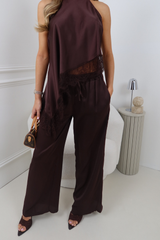 MELISE CHOCOLATE SATIN TROUSERS