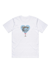 Espresso heart white printed t-shirt