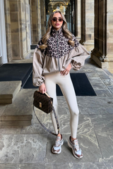 BEA BIEGE LEOPARD PRINT BALLOON SLEEVE JACKET