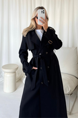 Makayla black trench coat