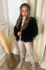 Mini Maisie black faux fur coat