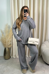 Sabrina grey knitted loungewear set