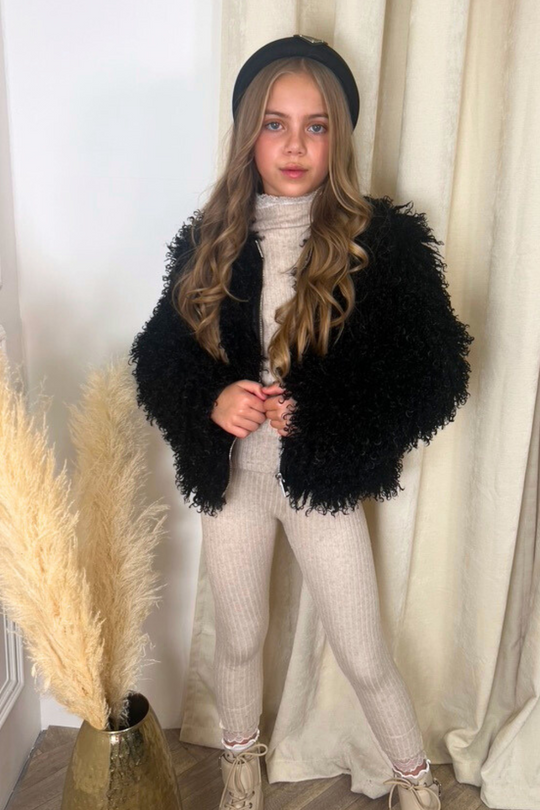 Mini Maisie black faux fur coat