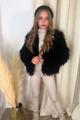 Mini Maisie black faux fur coat