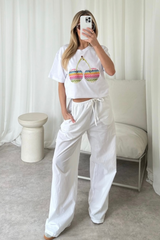 Zigzag cherry printed white T-shirt