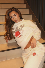 now or never ecru printed sweater joggers premium loungewear