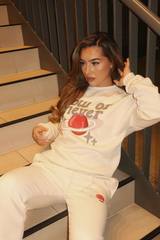 now or never ecru printed sweater joggers premium loungewear