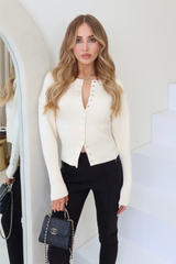 India cream structured knit cardigan