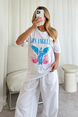 Los angeles blue printed white T-shirt