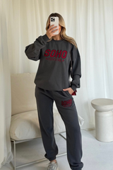 Soho steel grey embroidered sweater joggers loungewear