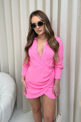 Laurie pink button up shirt dress