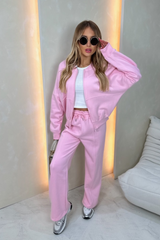 Rosie baby pink bomber jacket and straight leg jogger loungewear