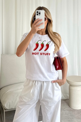 Hot stuff white Printed T-shirt