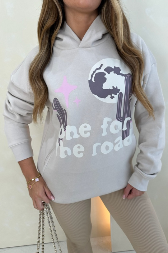 One for the road bone printed premium relaxed hoodie
