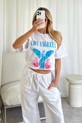 Los angeles blue printed white T-shirt