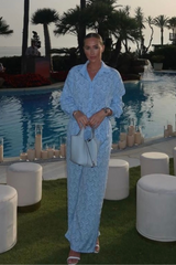 Mila blue satin shirt and trousers co-ord One size (6-12) co -ord