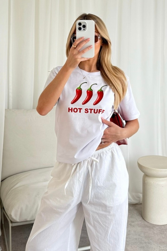 Hot stuff white Printed T-shirt