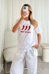 Hot stuff white Printed T-shirt
