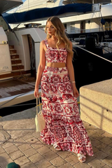 Gabbi pink floral crop top maxi skirt co-ord One Size (6-12) Co Ord