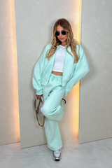 Rosie mint green bomber jacket and straight leg jogger loungewear