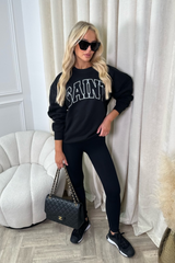 Saint black printed sweater