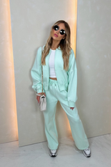 Rosie mint green bomber jacket and straight leg jogger loungewear
