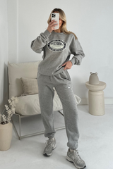 Hotel Pashmina melange grey printed sweater joggers loungewear