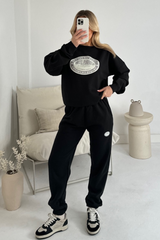 Hotel Pashmina black printed sweater joggers loungewear