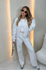 Rosie melange grey bomber jacket and straight leg jogger loungewear