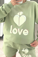 Love Heart sage PREMIUM loungewear set