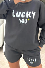 Lucky You steel grey PREMIUM loungewear set