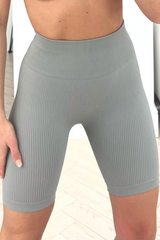 Casey grey ribbed high waist cycling shorts