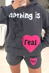 Nothing Is real steel grey hooded short loungewear set