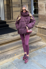 HANNAH BURGUNDY HIGH COLLAR COAT