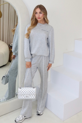 Apres ski marl grey sweater & flared pants loungewear