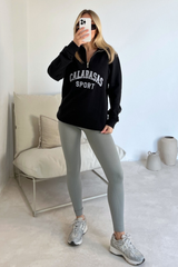 Calabasas black embroidered 3/4 sweater and legging set