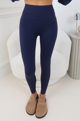 ELLIE NAVY BONED RAW HEM BUTTERY ENERGY LEGGINGS